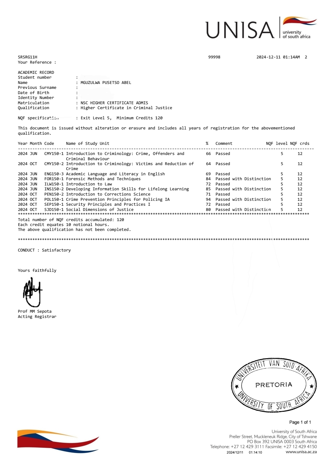 Criminal Justice Cert