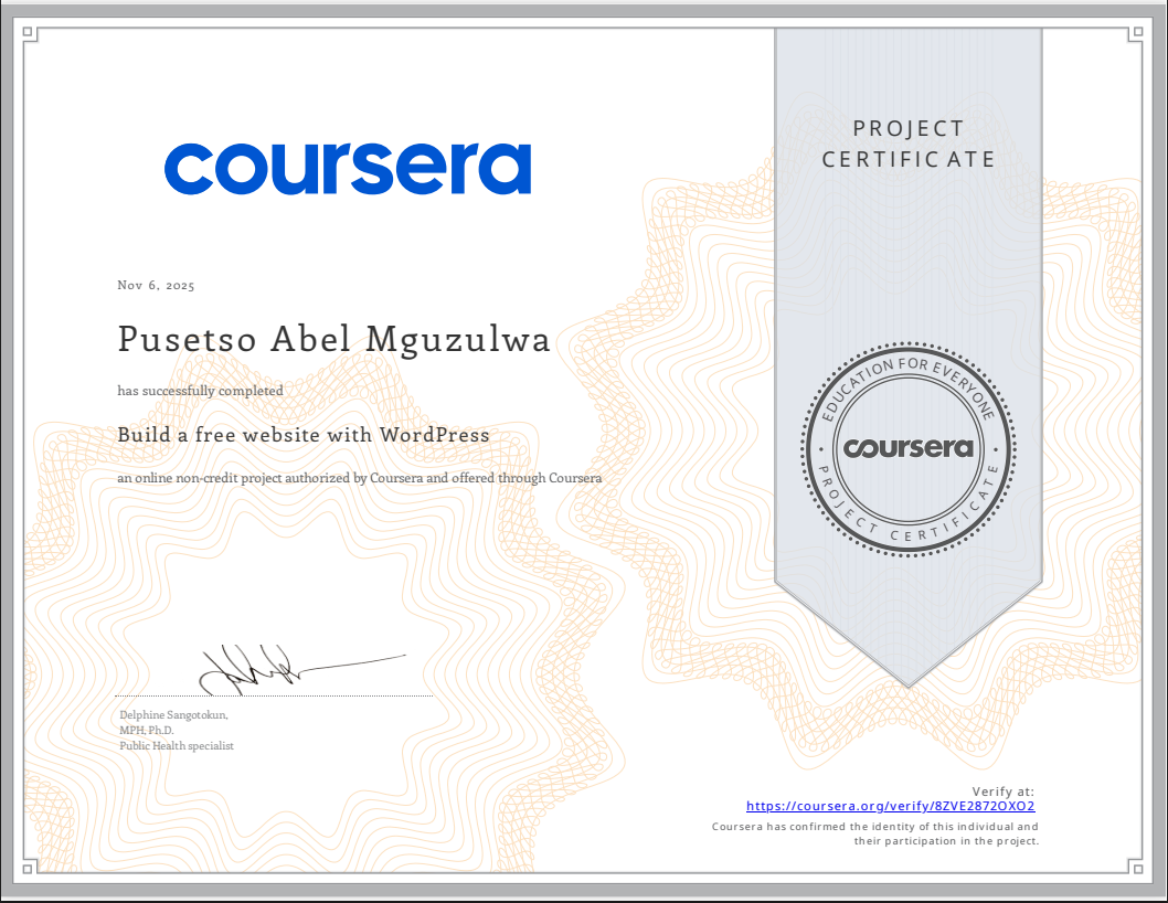 Coursera WordPress Certificate